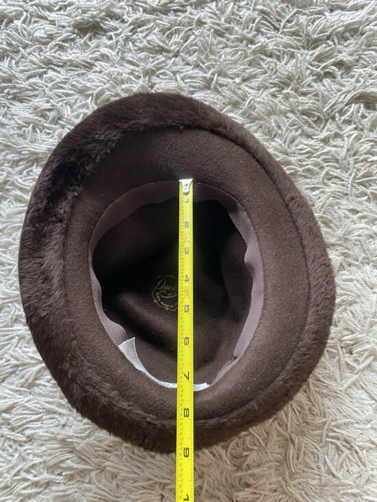 Vintage Italian Duchess Miss Alice Brown Fedora Hat 50s Faux Fur Feather 1950s main image 7